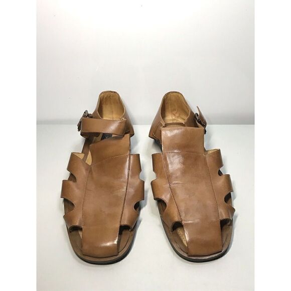 Mezlan Collins Brown Leather Adjustable Buckle Fisherman Sandals Shoes Men 10 US - Picture 8 of 11